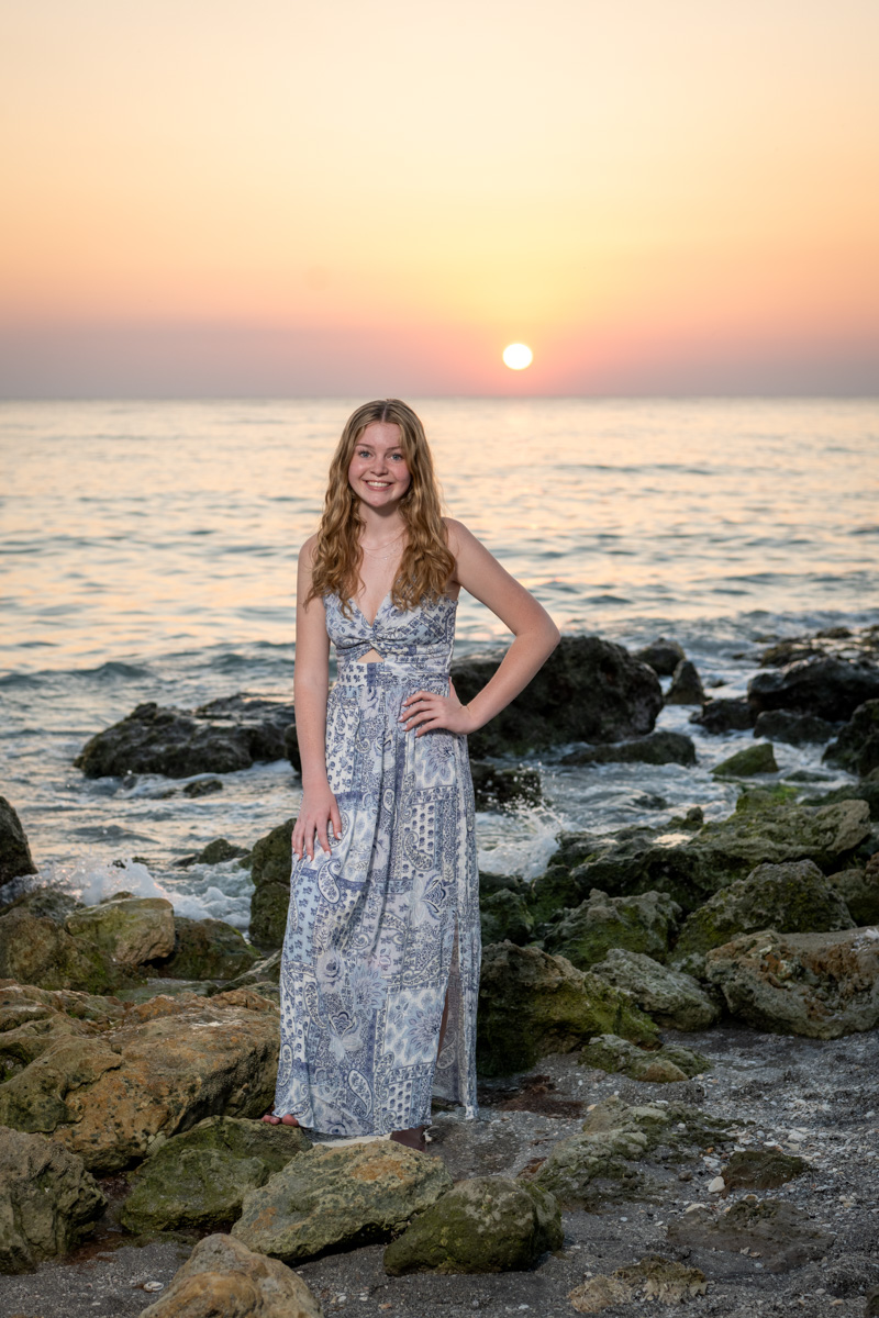 photo of girl on rocks at Caspersen Beach