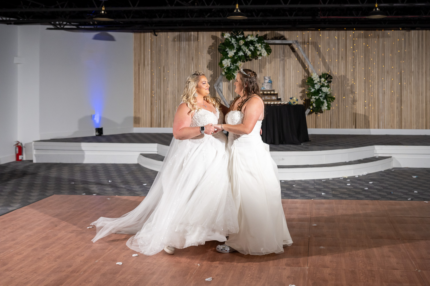 brides dancing at reception at Casey Key Resort