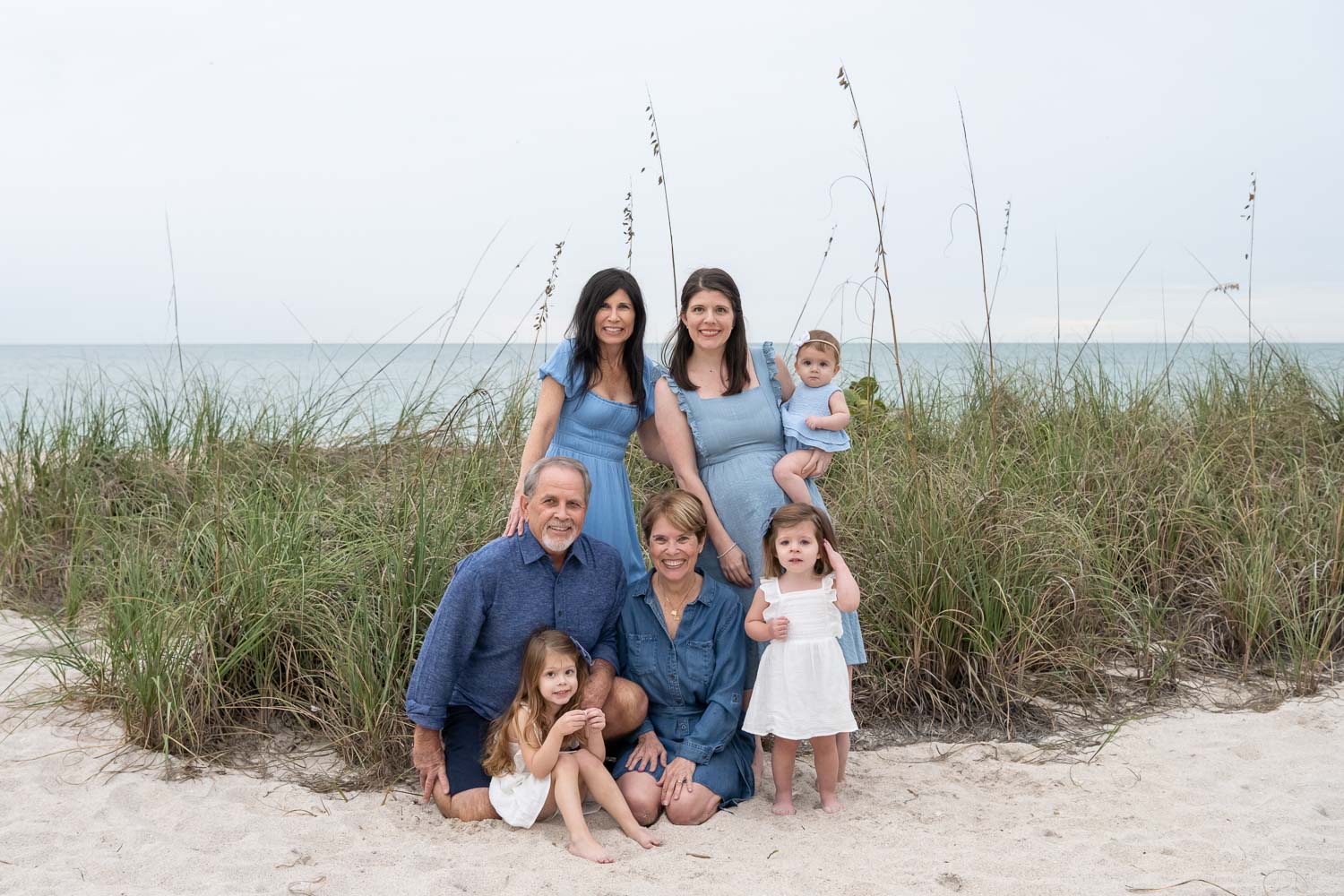 four generations of family come together for beach family photo session