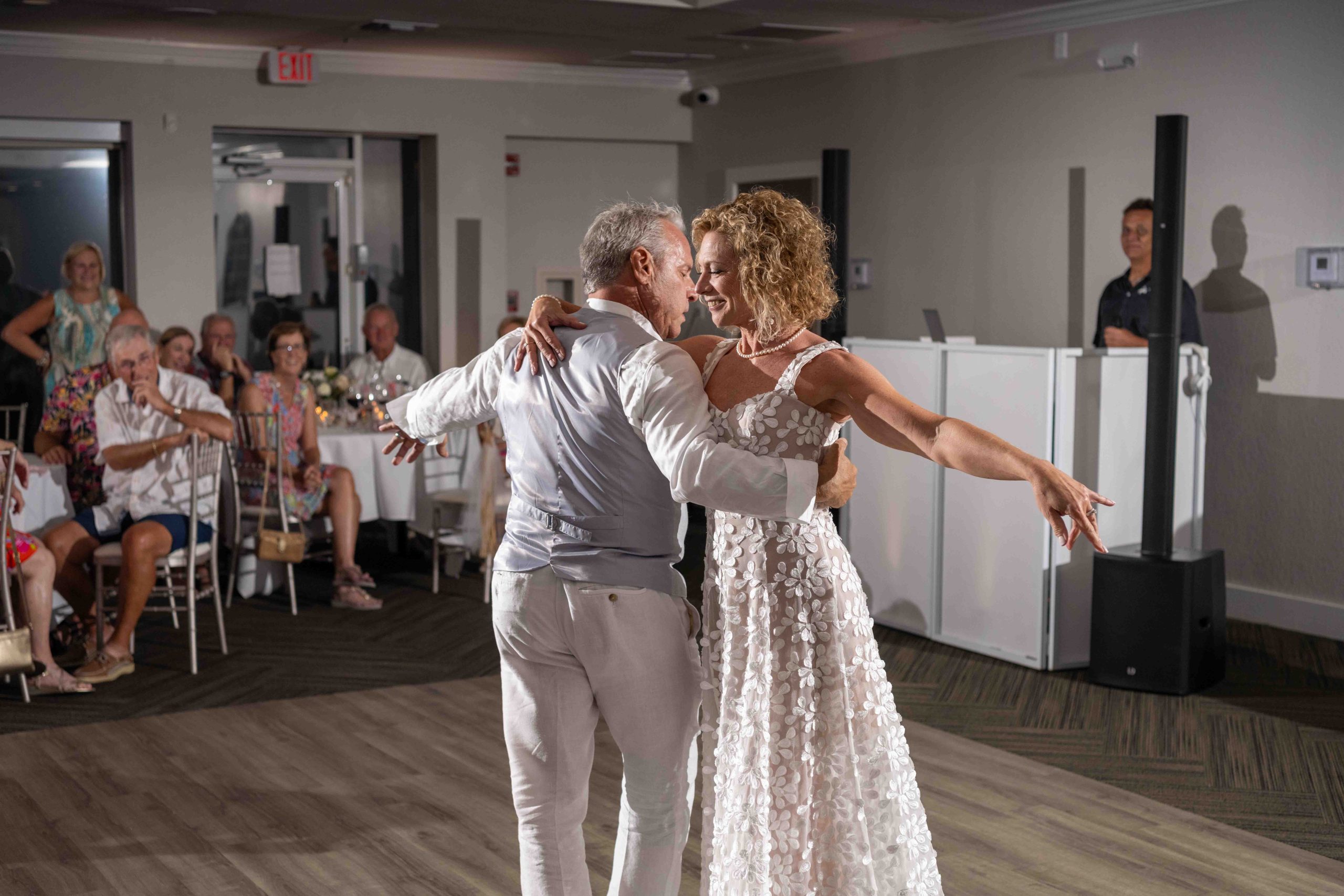 bride and groom dance during wedding reception at The Waverly on Manasota Key