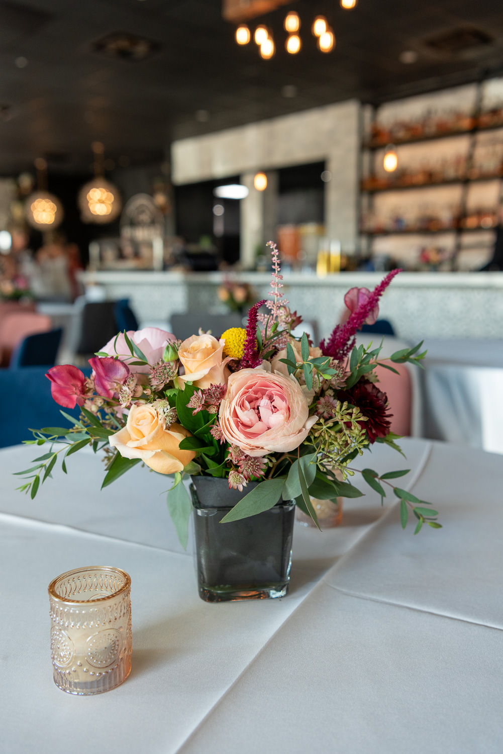 flowers on the table inside Villani & Co
