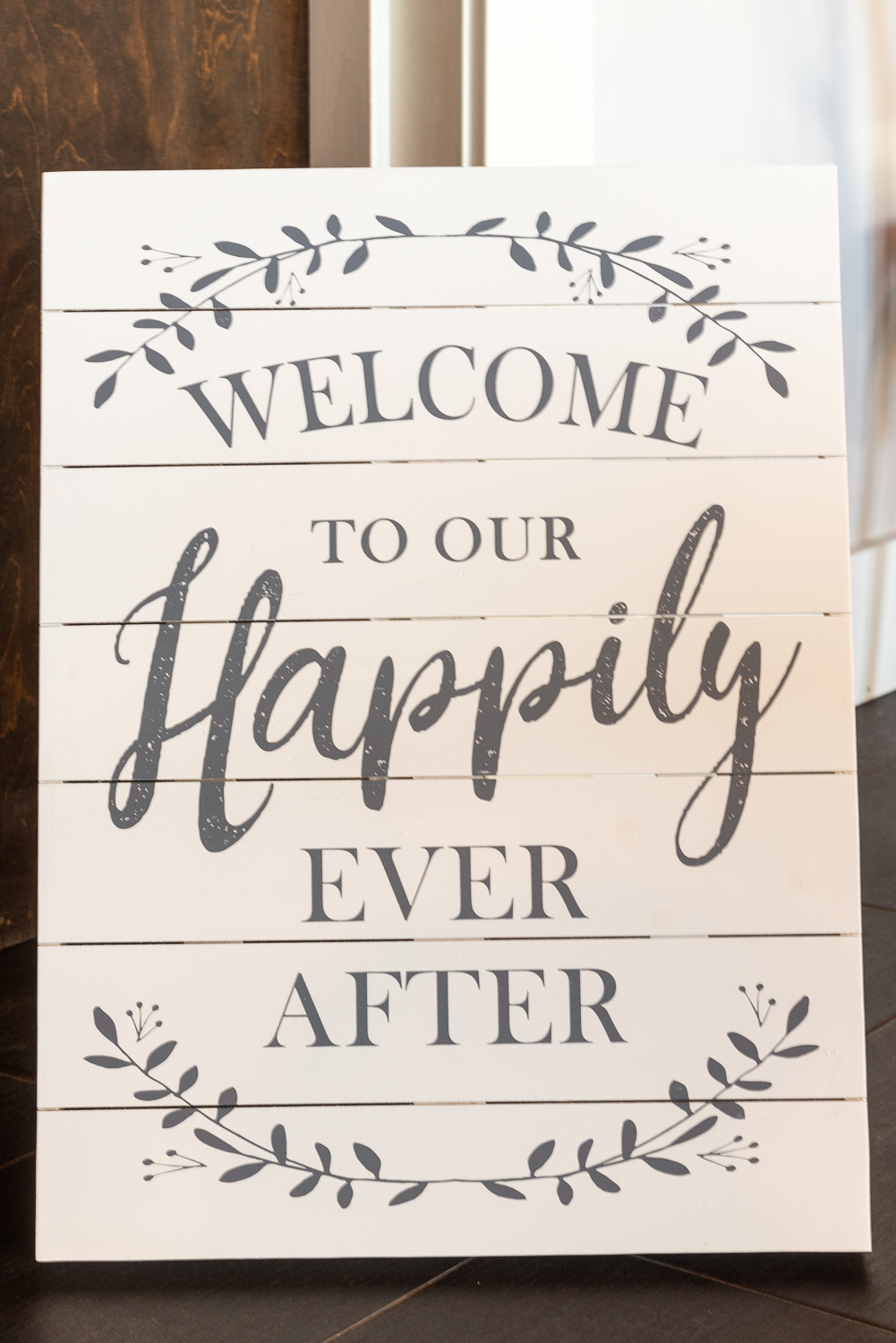 Happily ever sign on display at the wedding