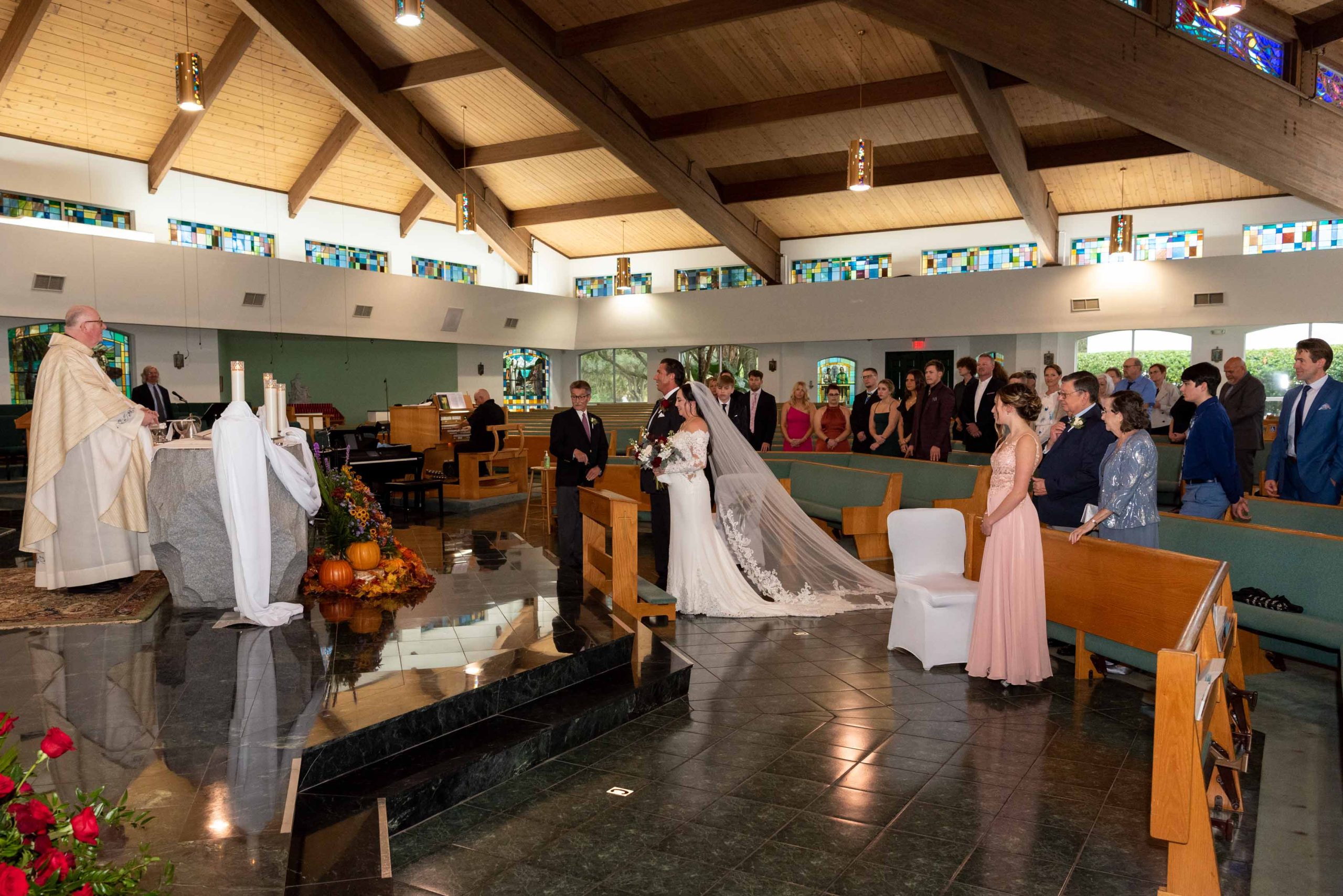 bride and groom at church wedding