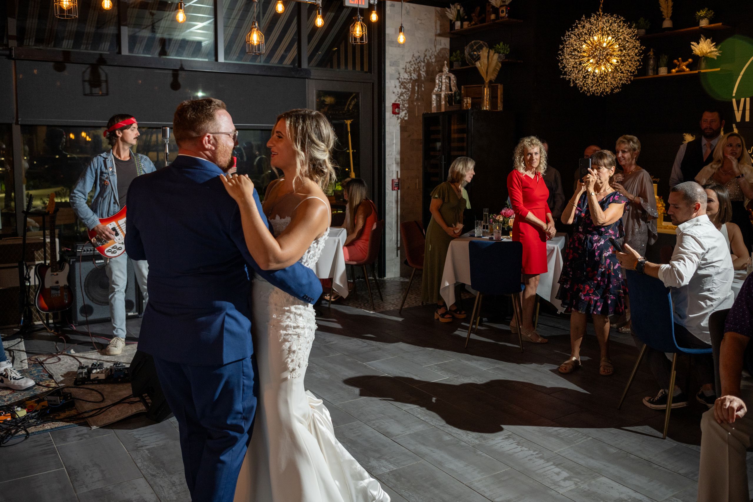 bride and groom share a first dance at their reception