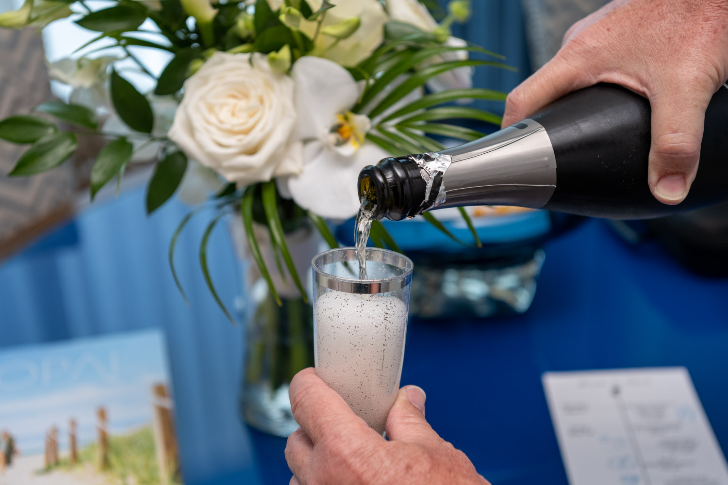 champagne being poured into a glass