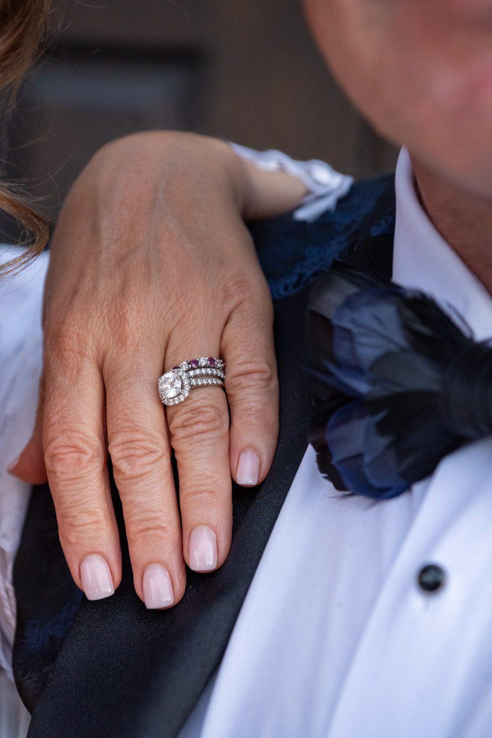 close up of her wedding ring