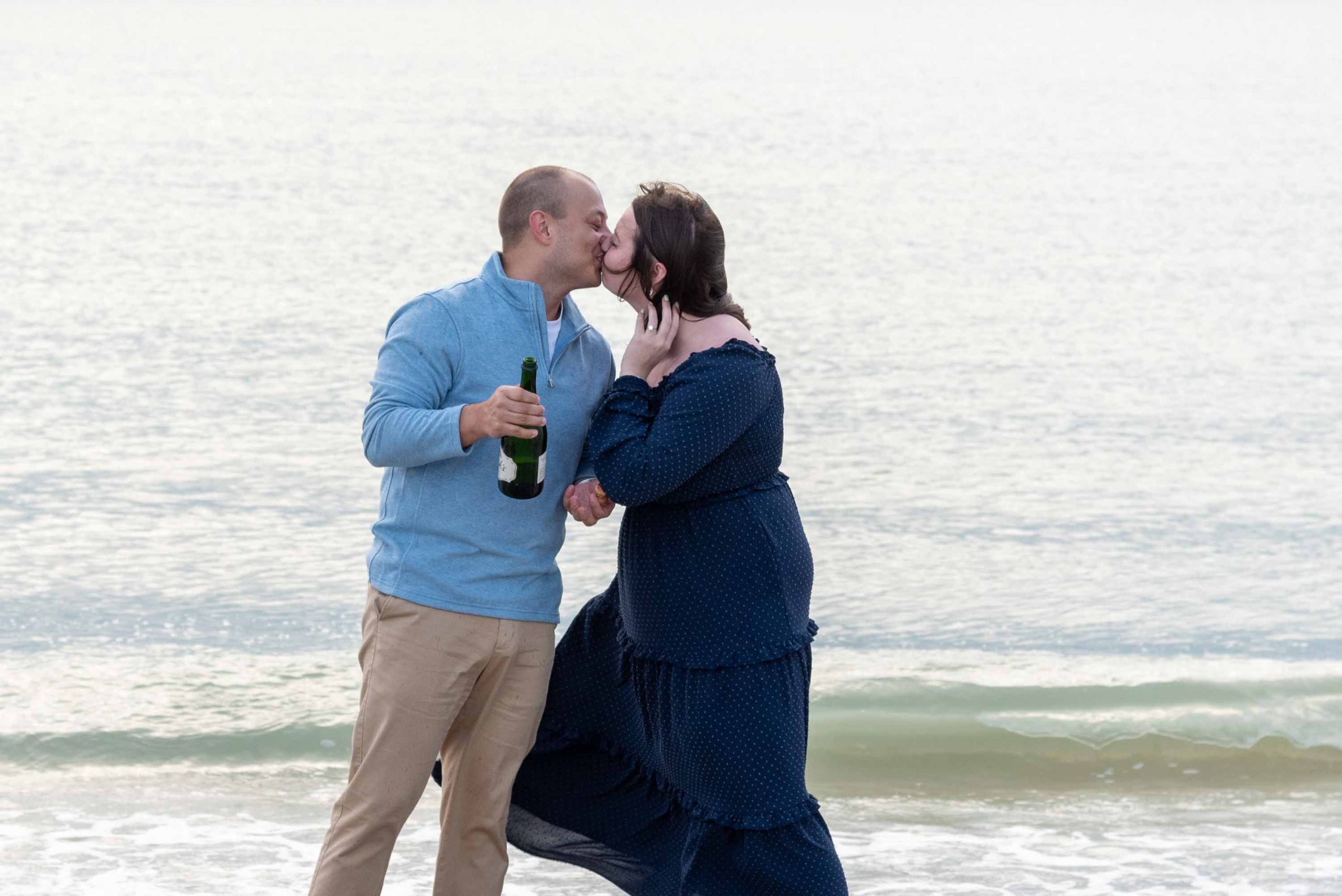 couple kiss in celebration