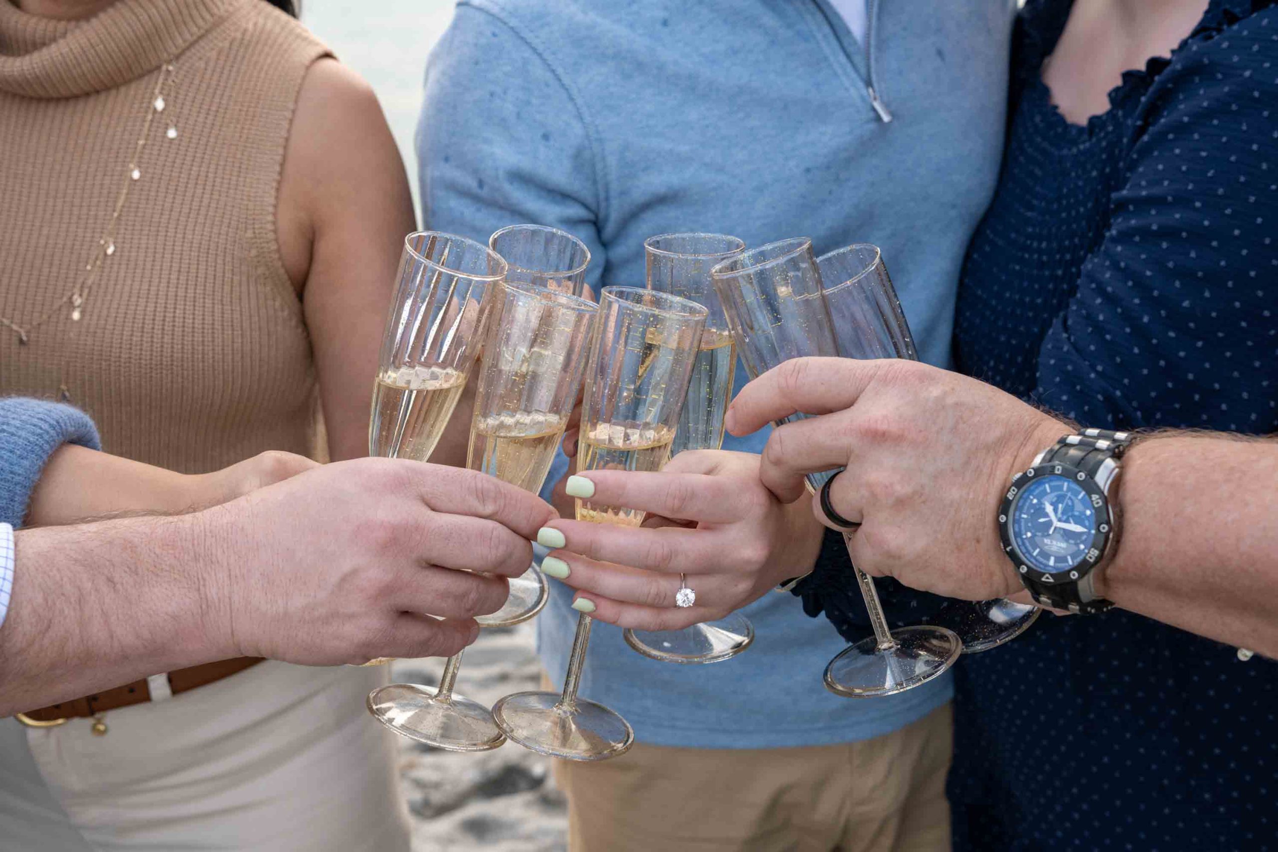 close up of champagne glasses