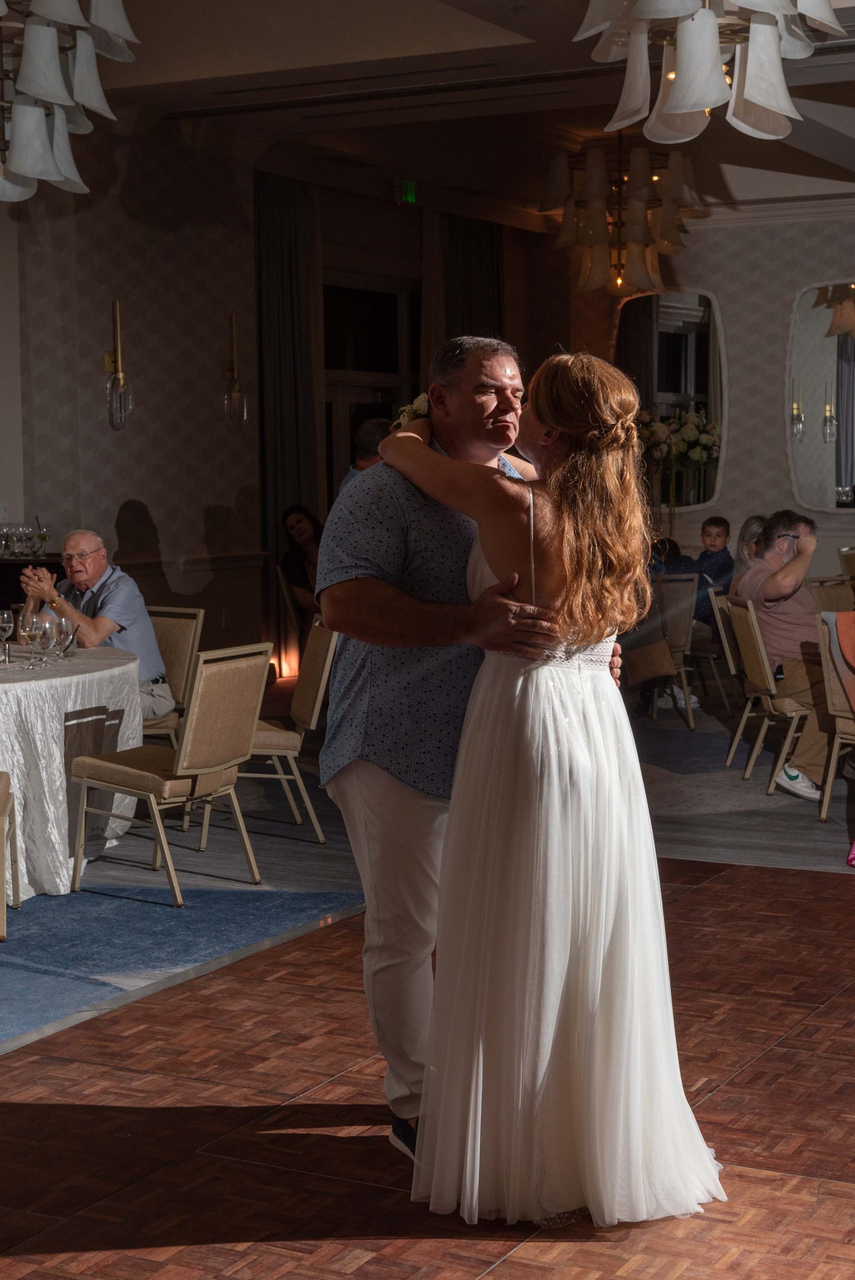 bride and groom dancing at reception
