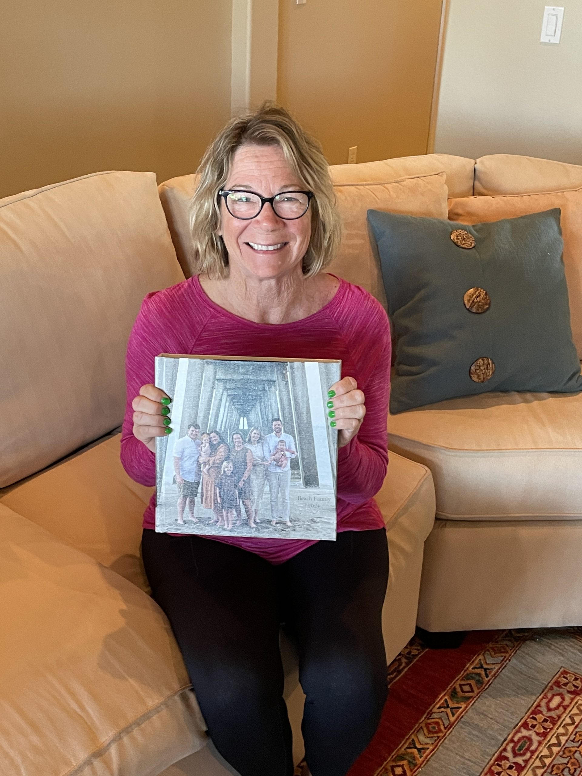 woman with family photo album
