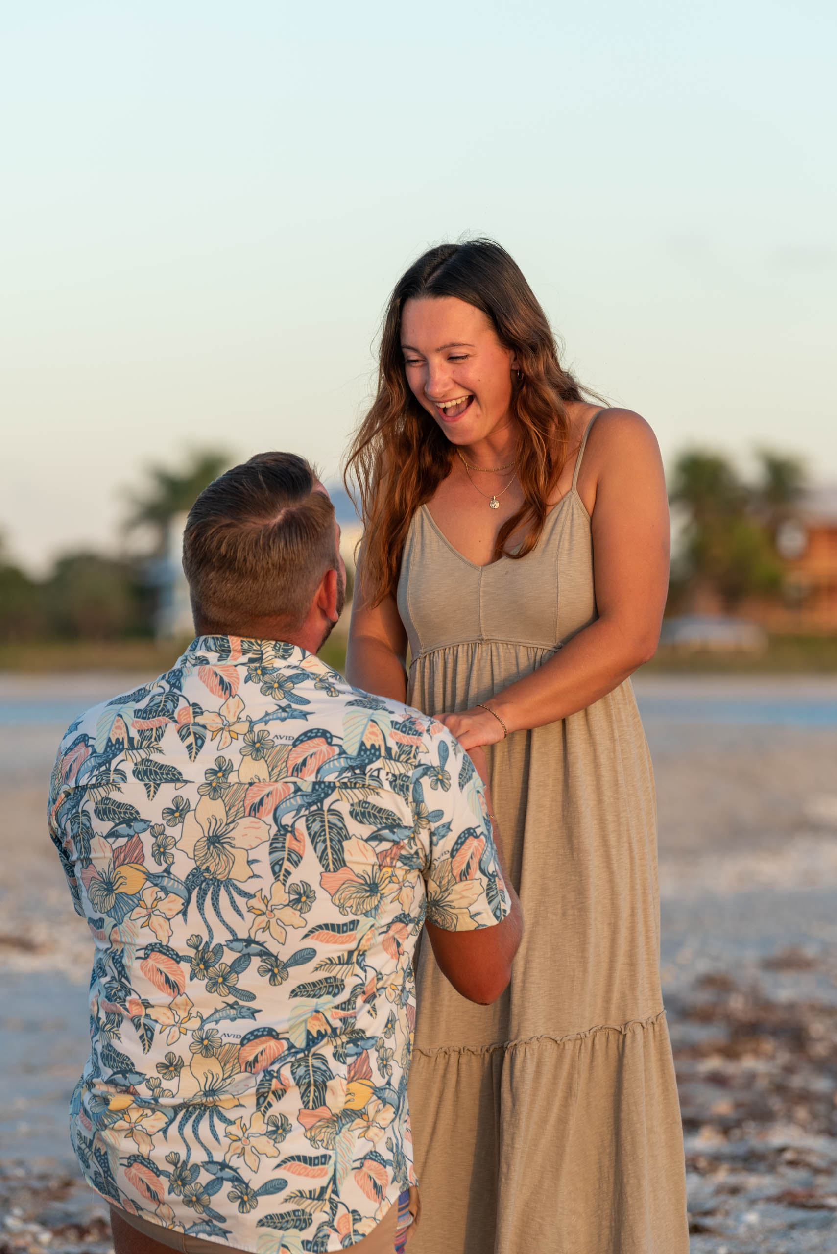 surprise proposal at Stump Pass Beach in Englewood