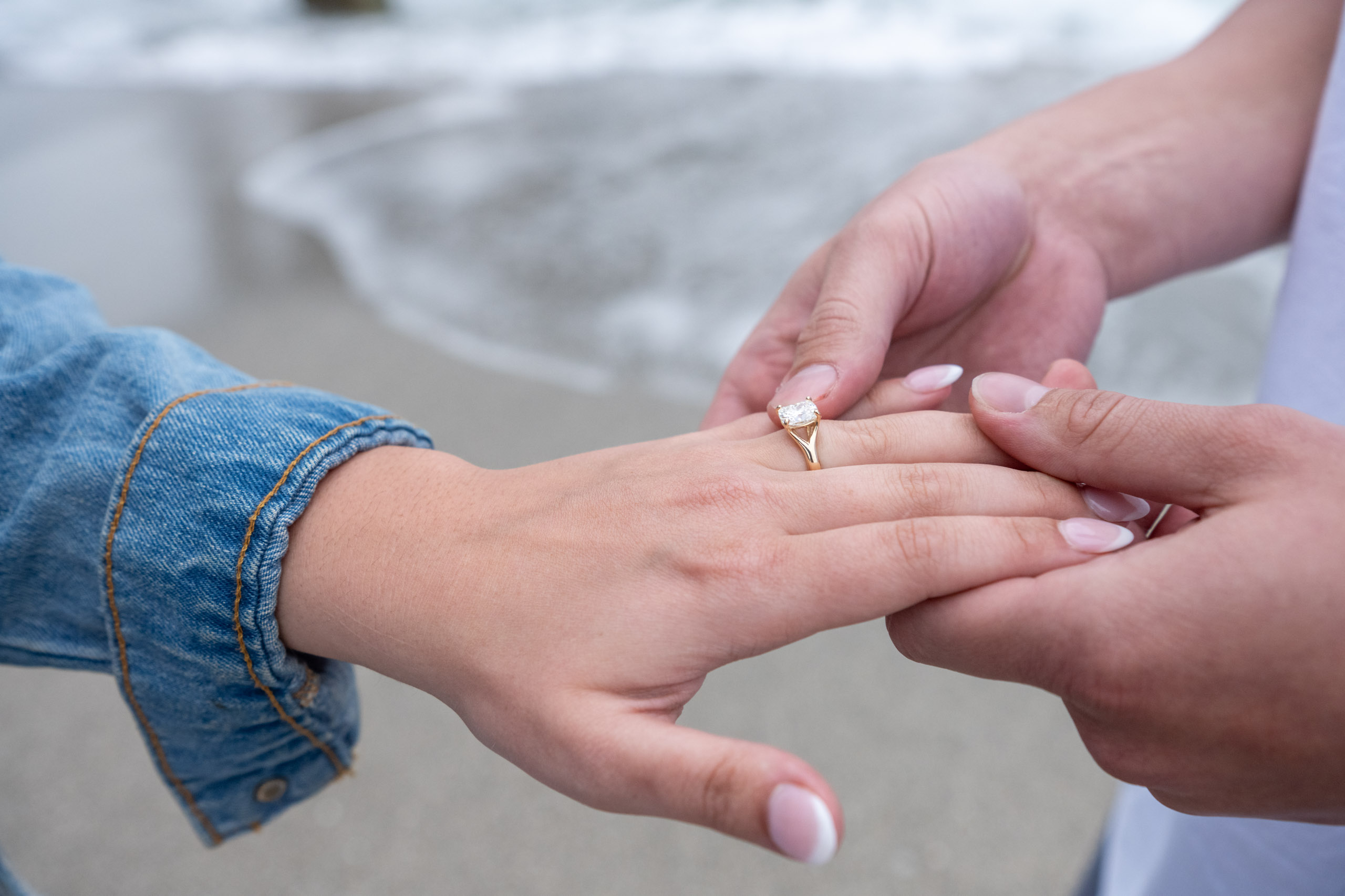 engagement ring on a woman's hand