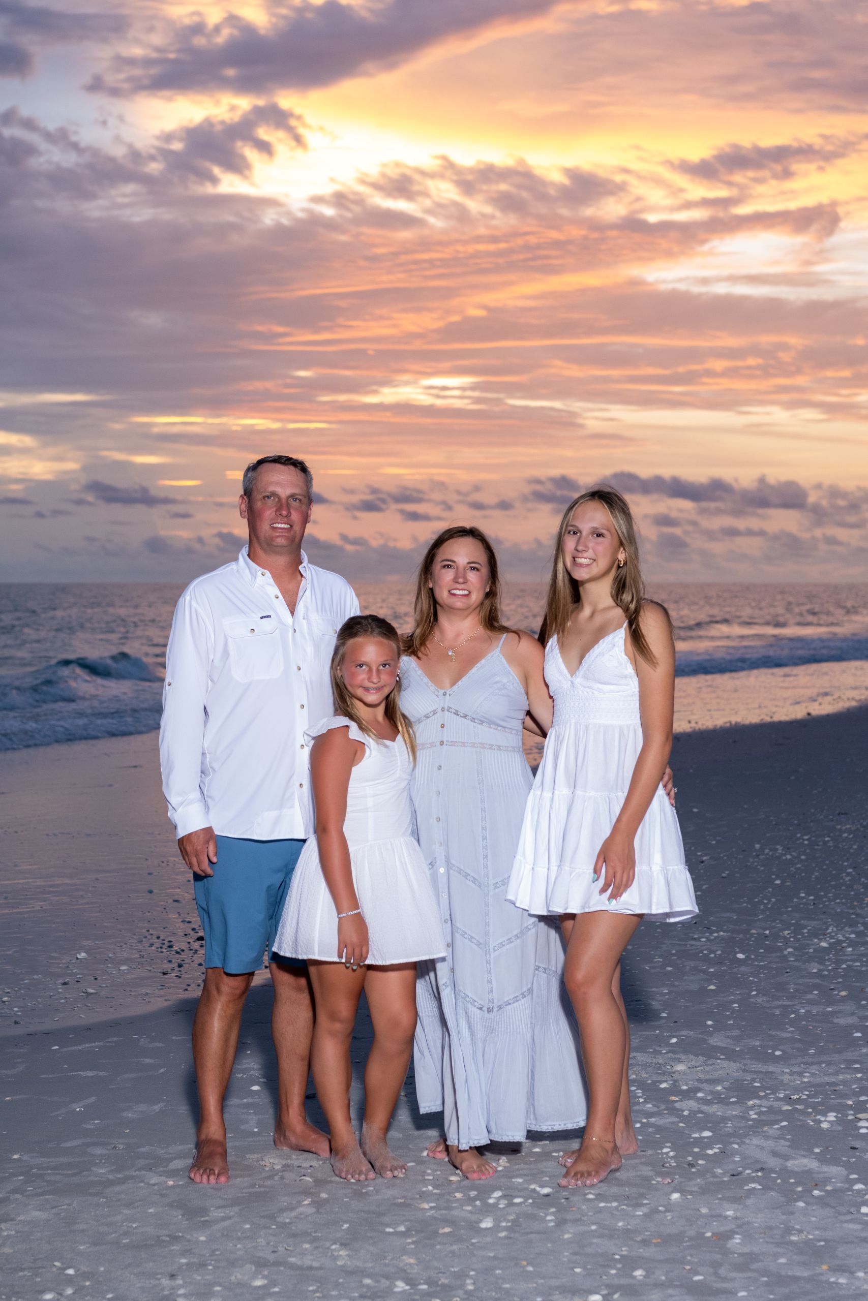 family photo at sunset