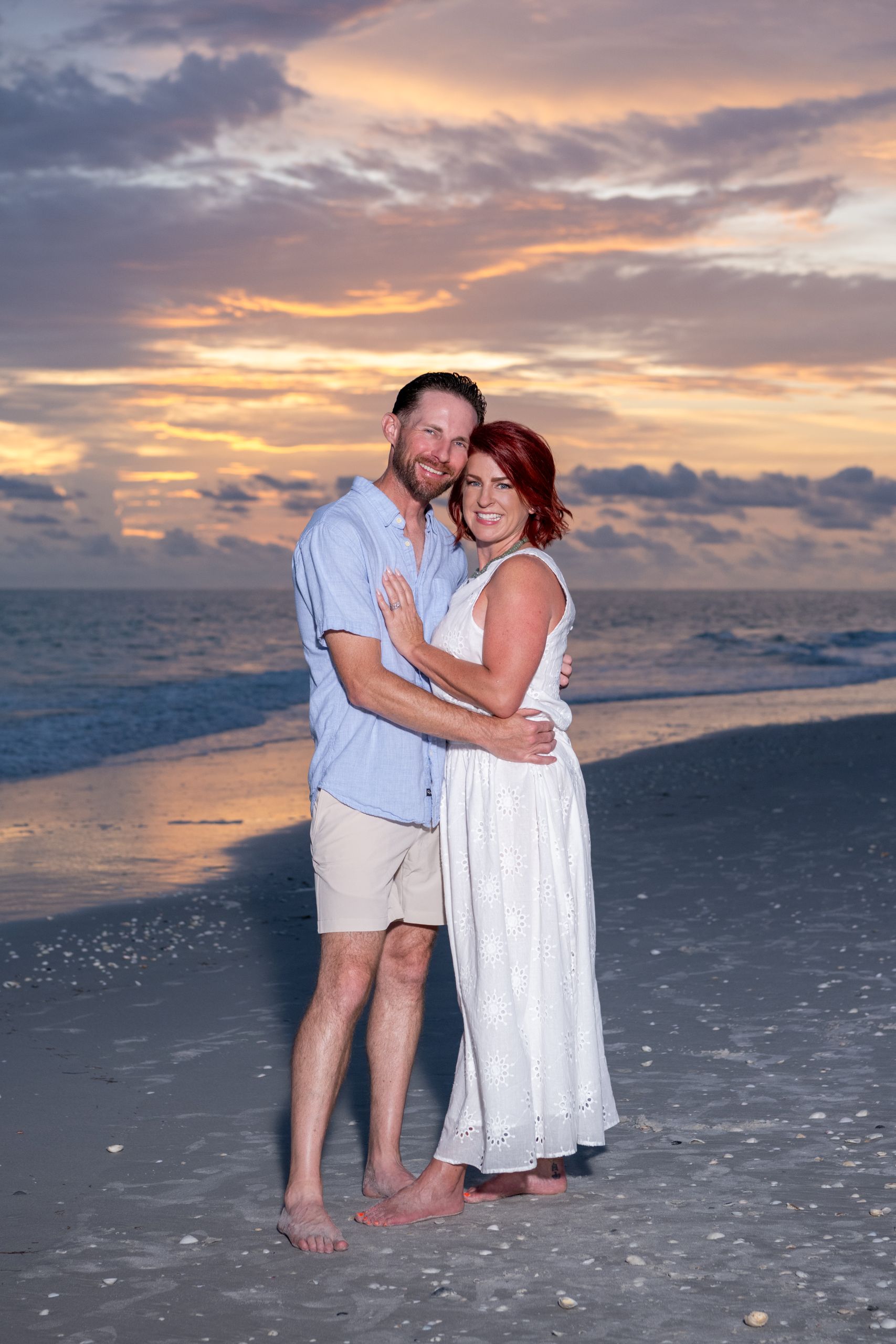 couple embracing at sunset