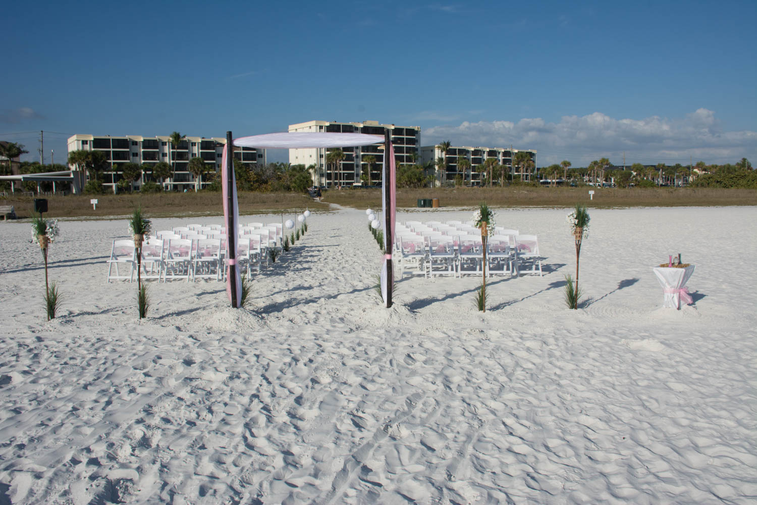 wedding set up on Siesta Key beach
