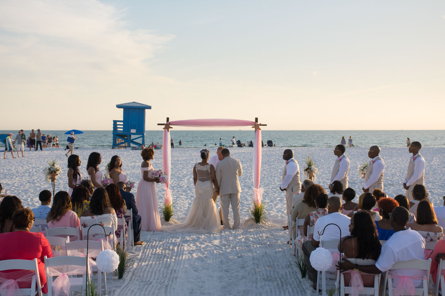view of wedding on Siesta Key Beach