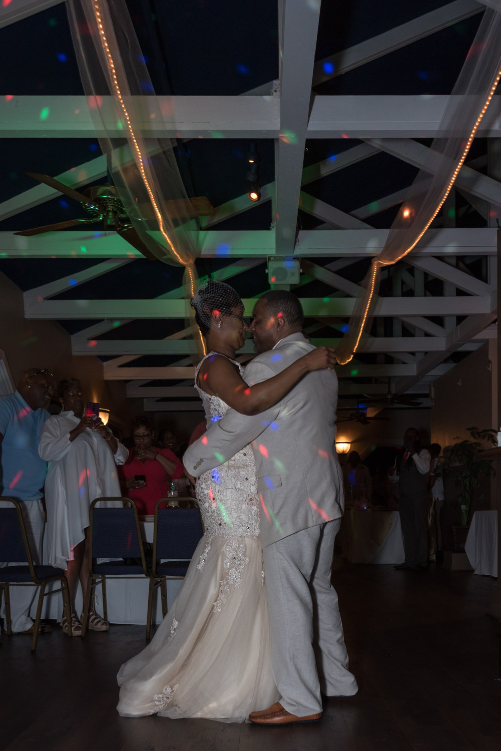bride and groom dancing