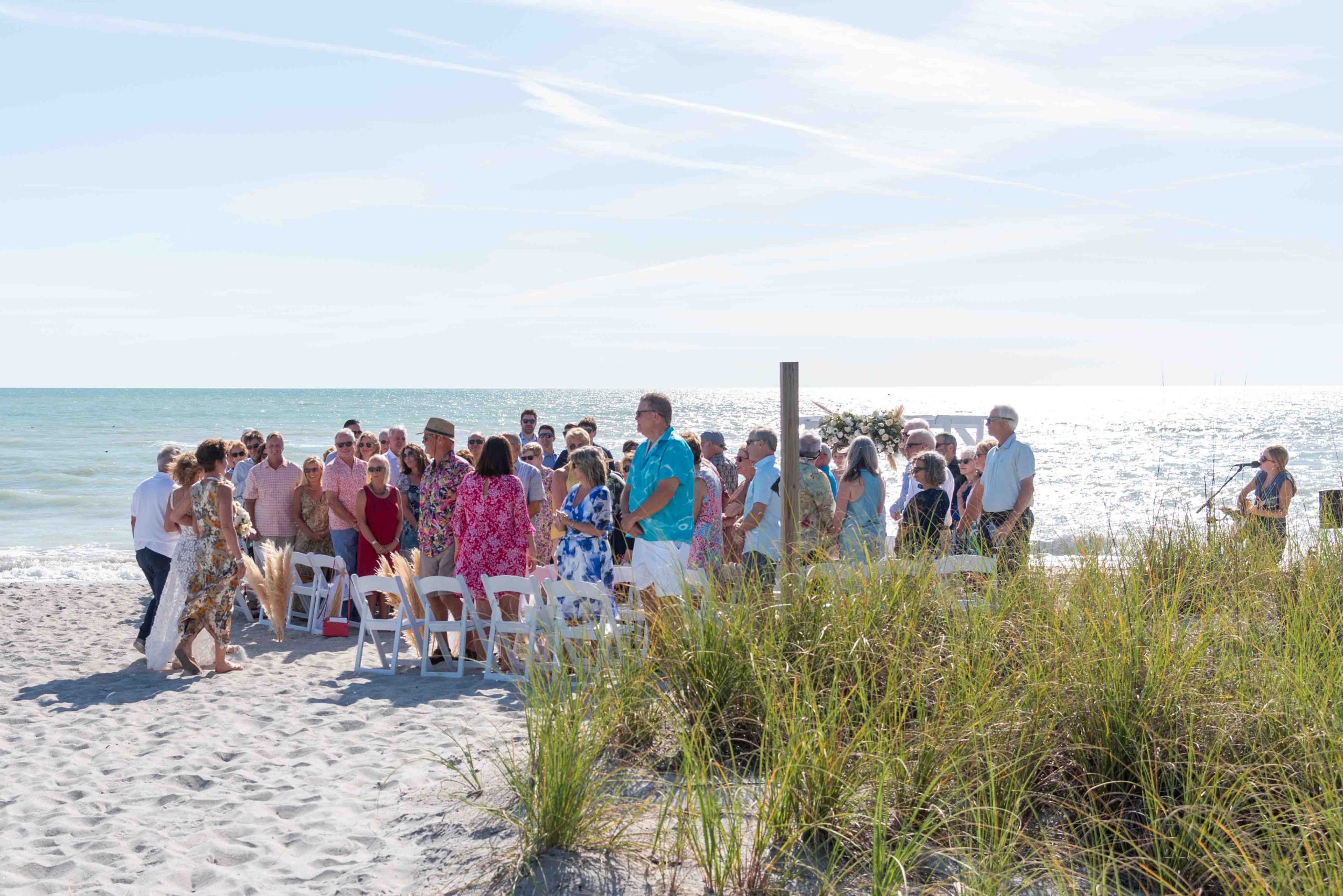 view from behind of the wedding at Englewood Beach