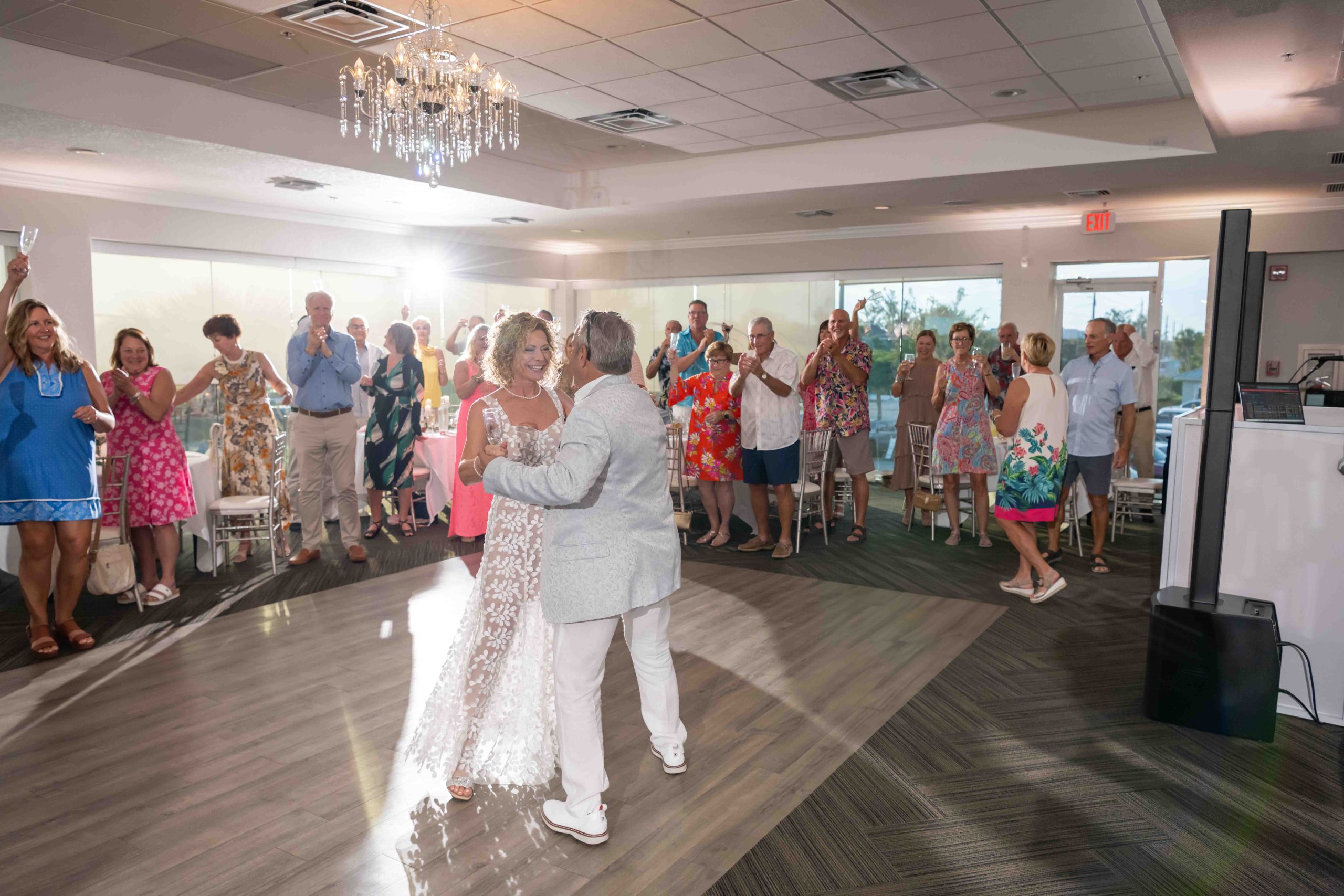 bride and groom have their first dance at the wedding reception at The Waverly