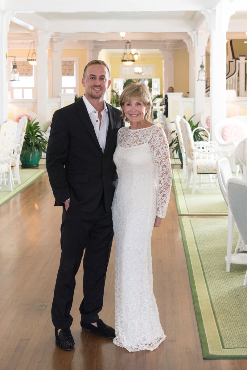 bride with her son before wedding