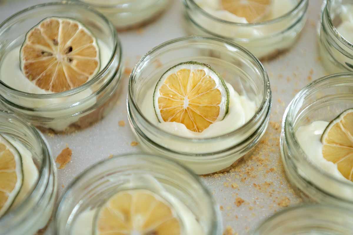key lime dessert in a glass jar