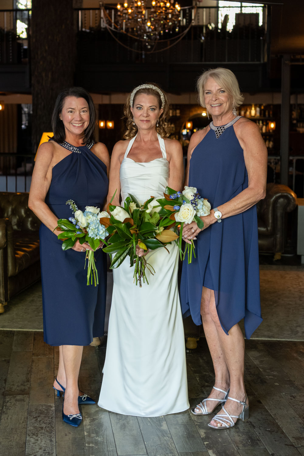 the bride with her two bridesmaids