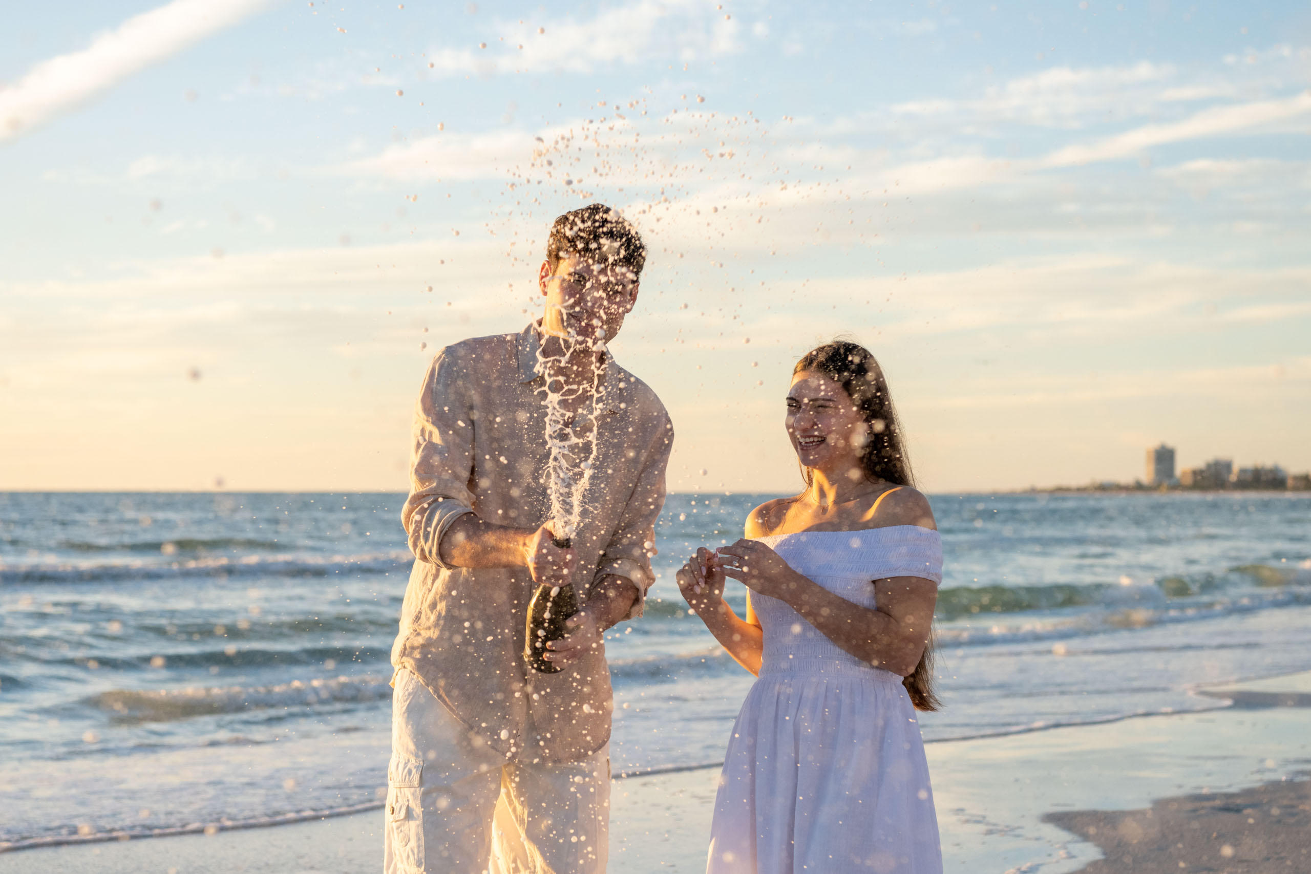champagne celebration on the beach