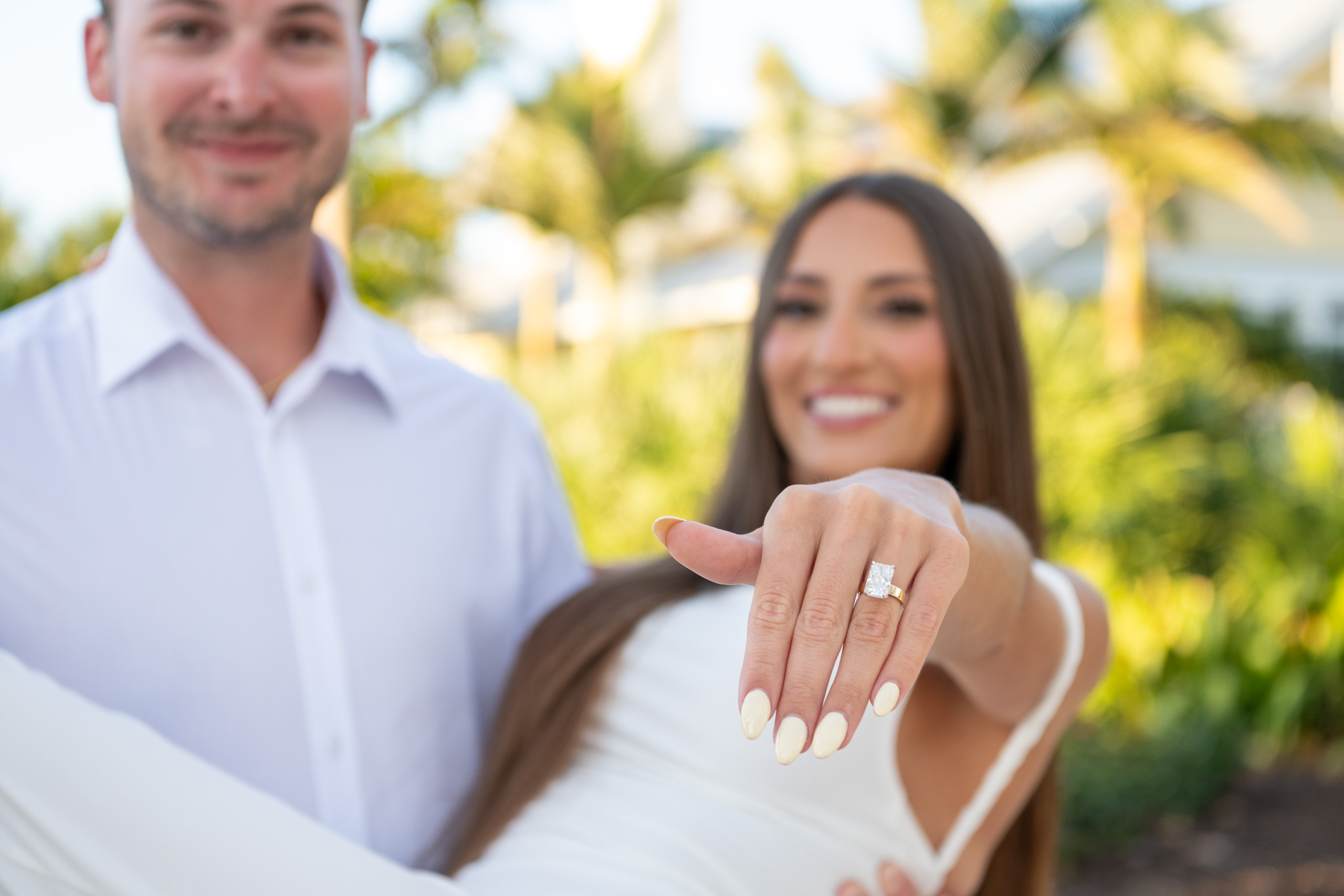 woman show off her engagement ring