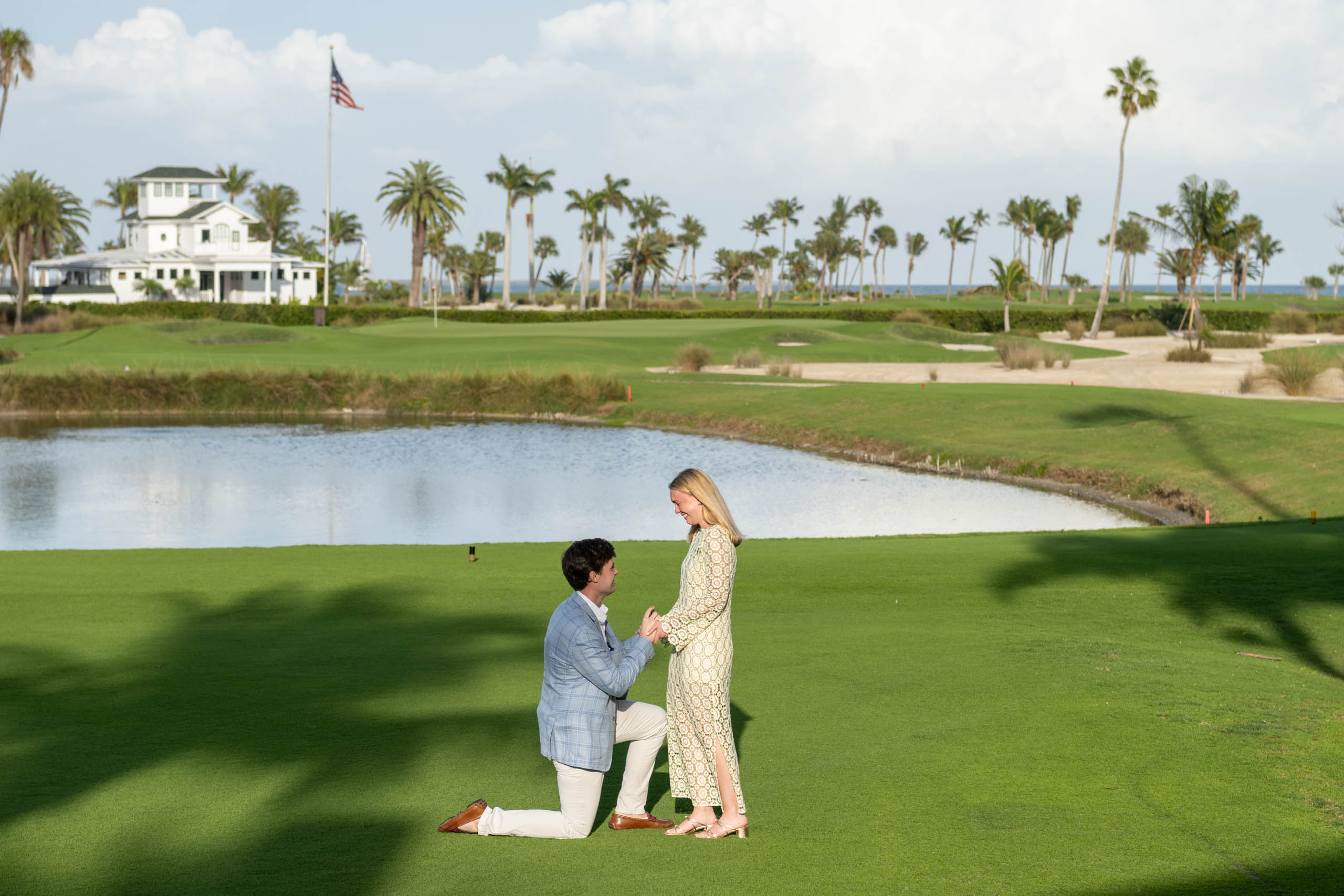 surprise proposal on the golf course outside the Gasparilla Inn
