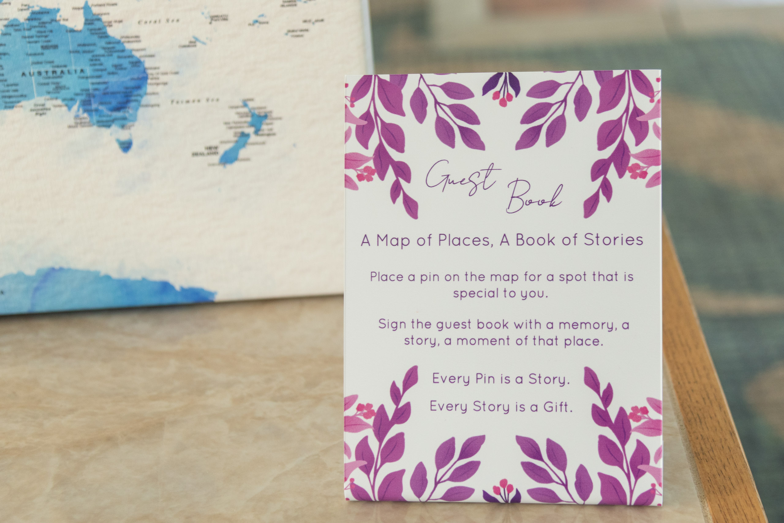 guest book photo on the reception table