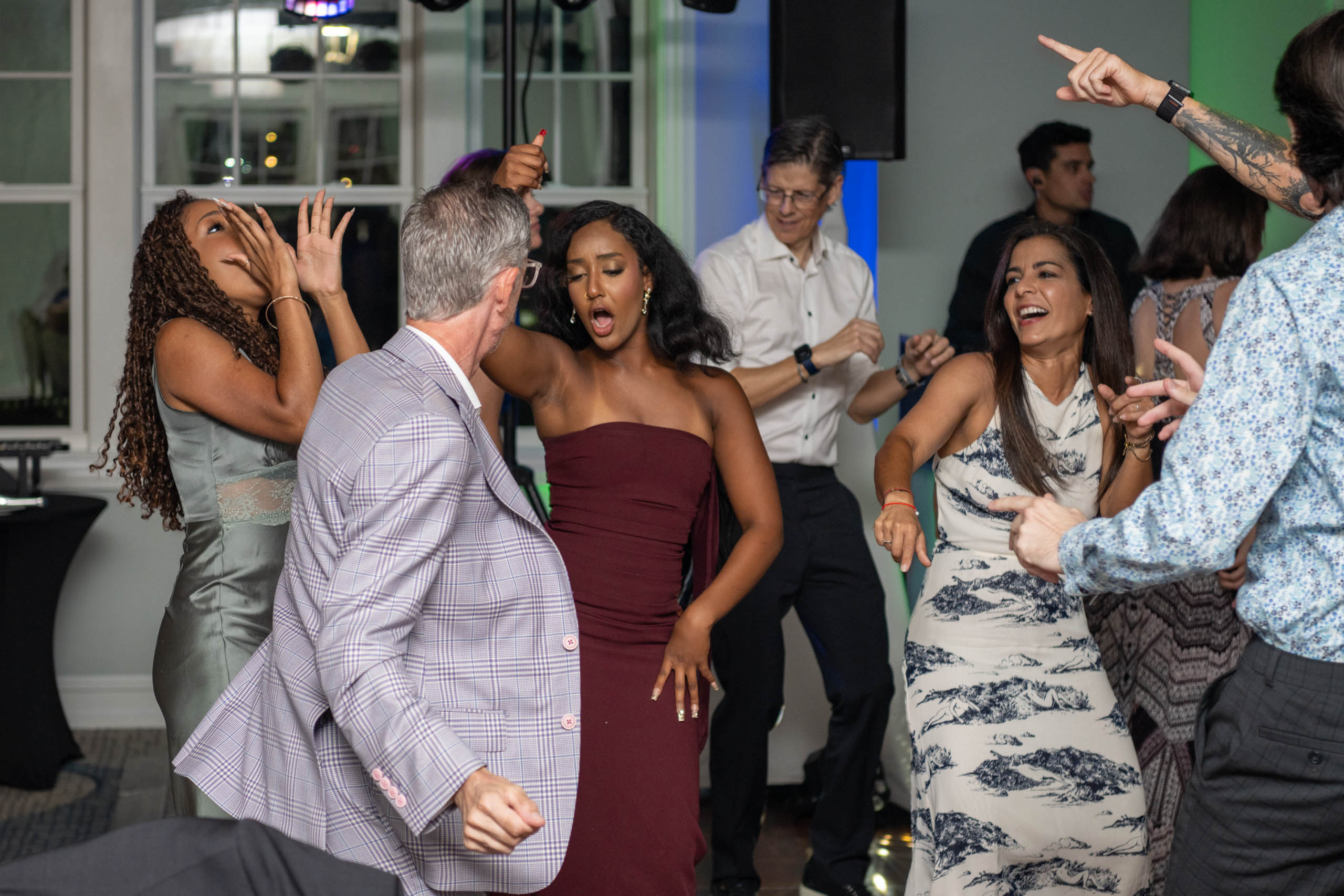 guests dancing at the reception at the Fenway Hotel Dunedin
